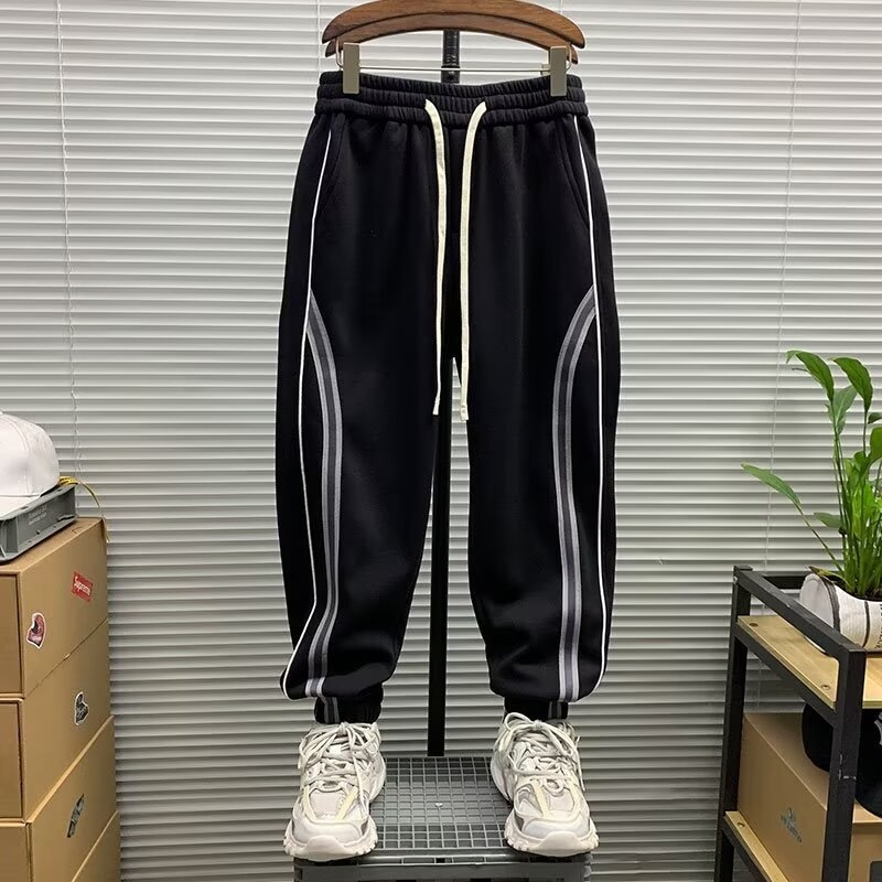 Trendi márkájú férfi laza nadrág Trendi márkájú kilencpontos Harlan lábú sportnadrág 2024 Új tavaszi és őszi varrásos hétköznapi nadrág