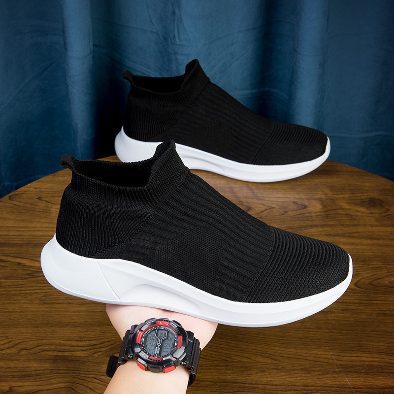 Nagy méretű férfi cipők tavaszi bebújós repülő szőtt sport alkalmi cipők páros hálós cipők női zokni cipők lusta cipők