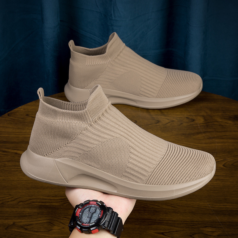 Nagy méretű férfi cipők tavaszi bebújós repülő szőtt sport alkalmi cipők páros hálós cipők női zokni cipők lusta cipők