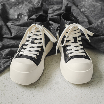 Sügis 2024 uued vabaajajalatsid naistele mustad paksu tallaga suurendatud peaga Derby kingad 55426-J