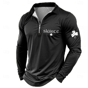 2025-ös, határokon átnyúló, Szent Patrik-napi kreatív, férfi hajtókás, hosszú ujjú, lezser, bő, cipzáras hajtókával