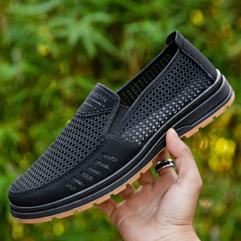 Καλοκαιρινά παλιά υφασμάτινα παπούτσια του Πεκίνου, ανδρικά, νέα, αναπνεύσιμα, casual παπούτσια με σόλα από βοδινό κρέας, αποσμητικά, παπούτσια από πλέγμα για μεσήλικες και ηλικιωμένους