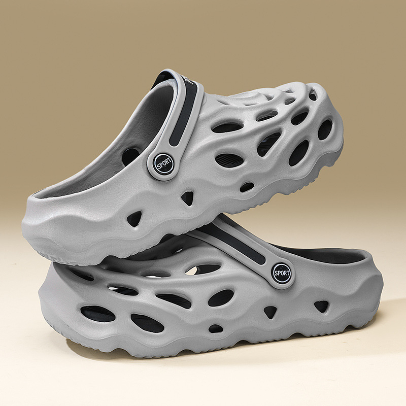 Gyári közvetlen lyukas cipő férfi nyári viselet vastag talpú csúszásgátló szandál irodai lusta Baotou papucs egy generációnyi haj
