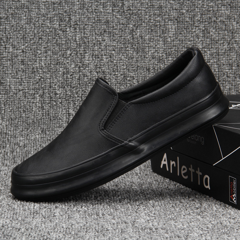 Baoda [Robbanások] 8037 Férfi cipők Hétköznapi bőr cipők Joker tábla cipők Tavaszi és őszi puha talpú cipők Bebújós lusta cipők