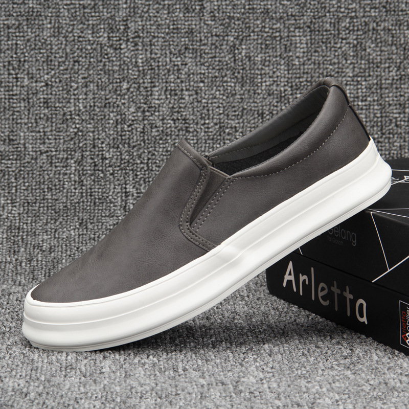 Baoda [Robbanások] 8037 Férfi cipők Hétköznapi bőr cipők Joker tábla cipők Tavaszi és őszi puha talpú cipők Bebújós lusta cipők