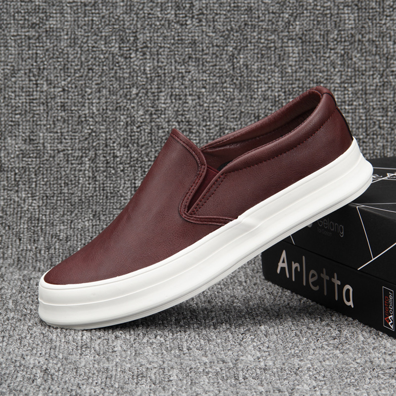 Baoda [Robbanások] 8037 Férfi cipők Hétköznapi bőr cipők Joker tábla cipők Tavaszi és őszi puha talpú cipők Bebújós lusta cipők