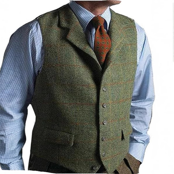 Nauja vyriška languota laisvalaikio liemenė jaunikio pabroliui, plona, britiška vyriška vienaeilė liemenė