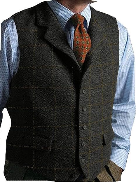 Nauja vyriška languota laisvalaikio liemenė jaunikio pabroliui, plona, britiška vyriška vienaeilė liemenė