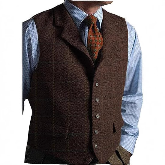 Nauja vyriška languota laisvalaikio liemenė jaunikio pabroliui, plona, britiška vyriška vienaeilė liemenė