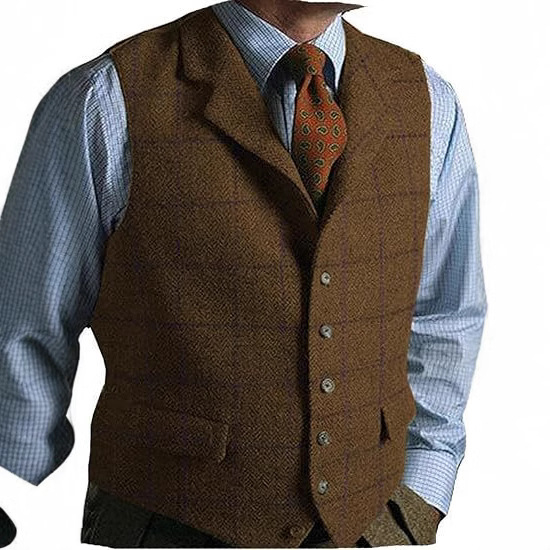 Nauja vyriška languota laisvalaikio liemenė jaunikio pabroliui, plona, britiška vyriška vienaeilė liemenė