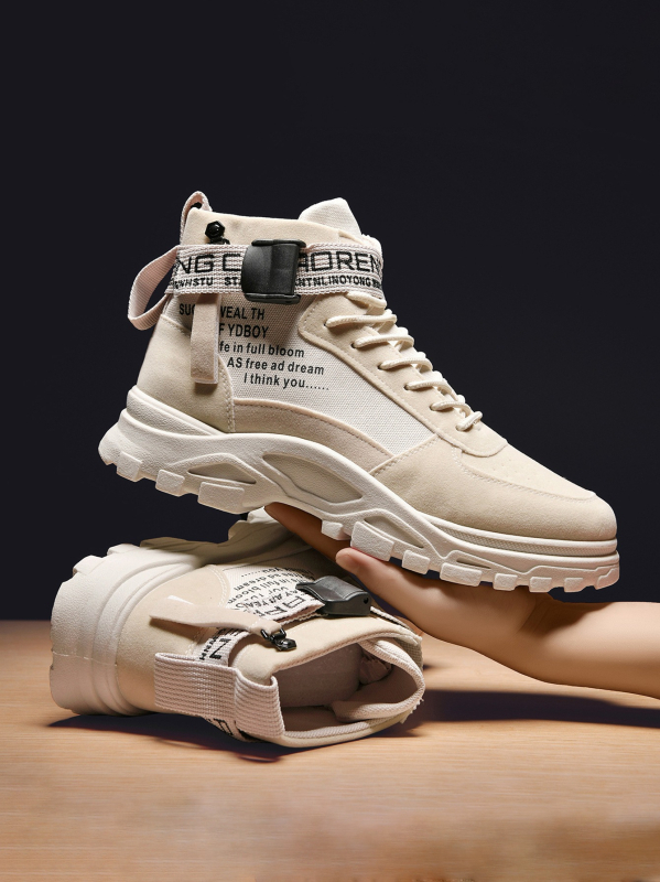 Férfi alkalmi cipők 2024 divatos koreai magas szárú férfi cipők őszi új csizmák férfi kültéri munkacipők