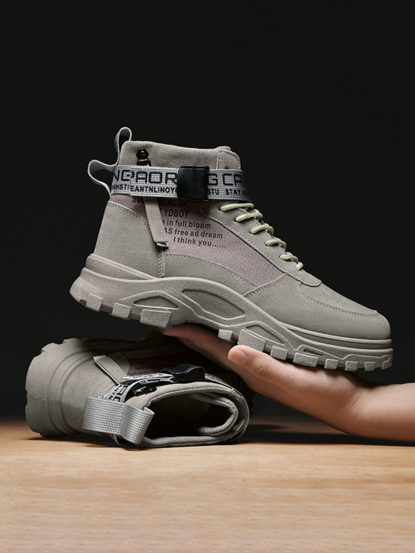 Férfi alkalmi cipők 2024 divatos koreai magas szárú férfi cipők őszi új csizmák férfi kültéri munkacipők