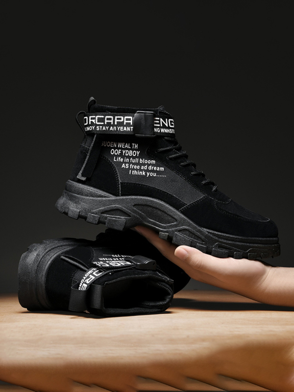 Férfi alkalmi cipők 2024 divatos koreai magas szárú férfi cipők őszi új csizmák férfi kültéri munkacipők