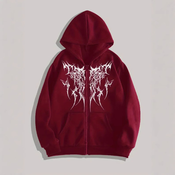 Трансграничен Y2K ретро пънк дигитален принт ежедневен суичър с качулка американска готическата двойка спортен суичър