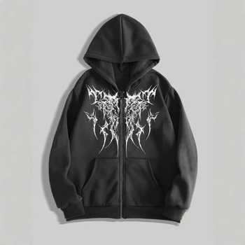 Трансграничен Y2K ретро пънк дигитален принт ежедневен суичър с качулка американска готическата двойка спортен суичър