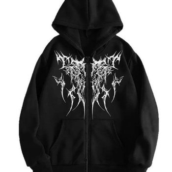 Трансграничен Y2K ретро пънк дигитален принт ежедневен суичър с качулка американска готическата двойка спортен суичър