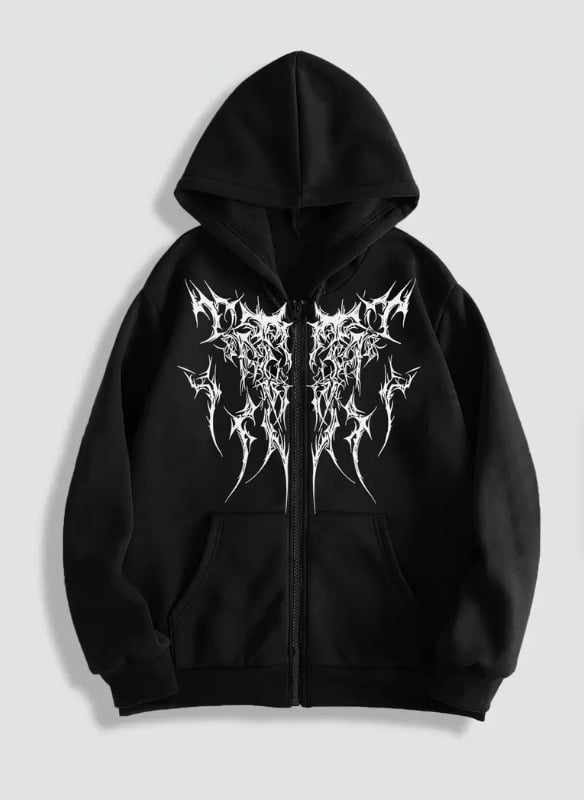 Határokon átnyúló Y2K Retro Punk Digitális Nyomtatású Lezser Kapucnis Pulóver Amerikai Gótikus Páros Sport Kapucnis Pulóver