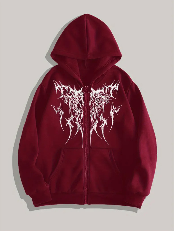 Határokon átnyúló Y2K Retro Punk Digitális Nyomtatású Lezser Kapucnis Pulóver Amerikai Gótikus Páros Sport Kapucnis Pulóver