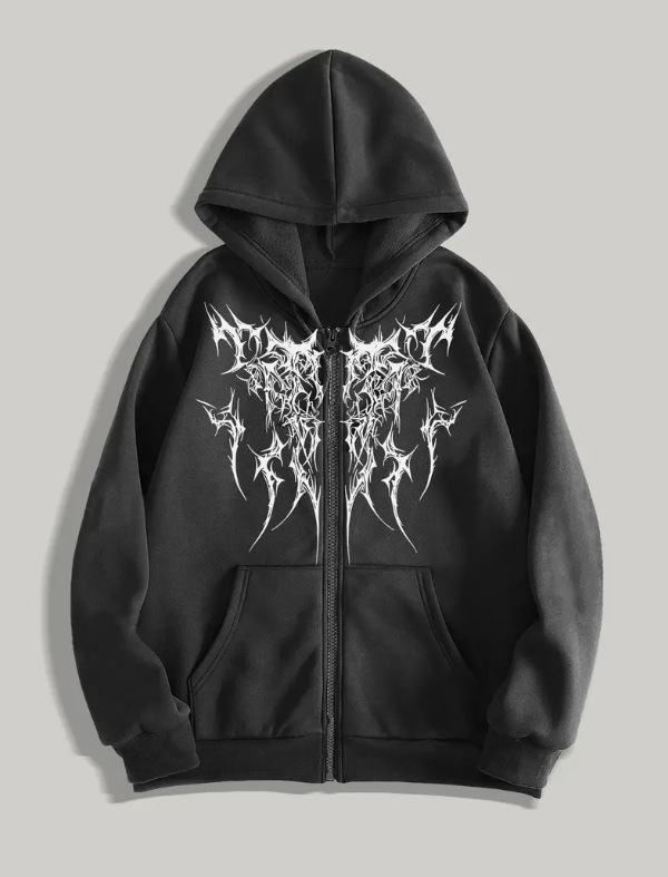 Határokon átnyúló Y2K Retro Punk Digitális Nyomtatású Lezser Kapucnis Pulóver Amerikai Gótikus Páros Sport Kapucnis Pulóver