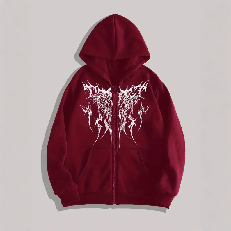 Határokon átnyúló Y2K Retro Punk Digitális Nyomtatású Lezser Kapucnis Pulóver Amerikai Gótikus Páros Sport Kapucnis Pulóver