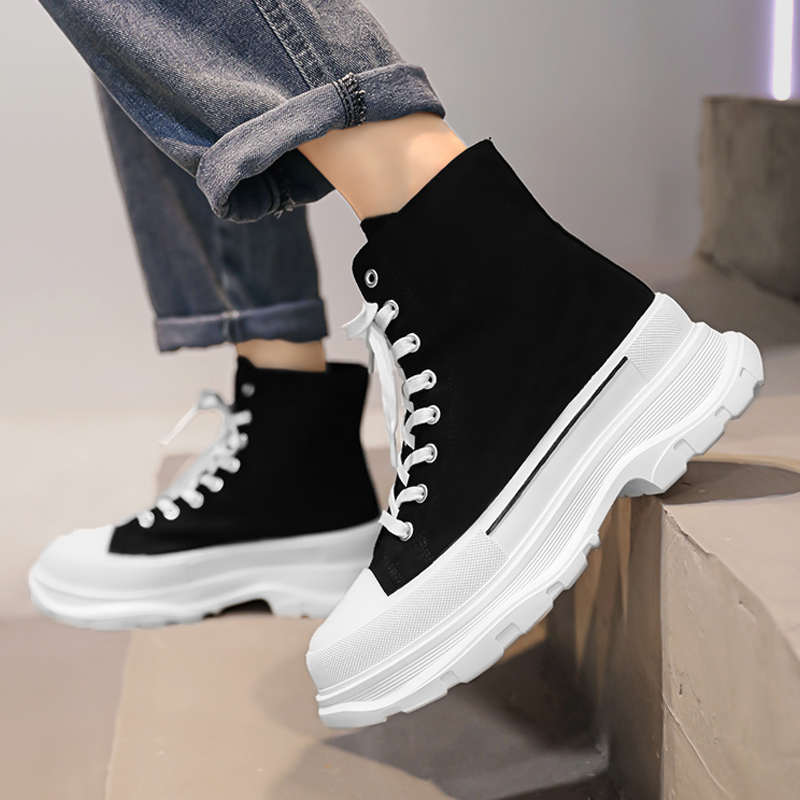 Pánske plátené topánky s vysokým pásom, nové zimné topánky z roku 2025, módne ležérne tenisky, pánske pracovné topánky, univerzálne topánky na zvýšenie výšky.