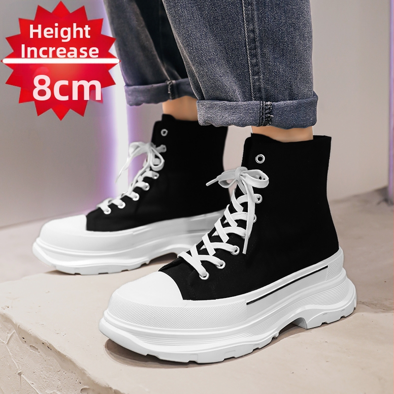 Pánske plátené topánky s vysokým pásom, nové zimné topánky z roku 2025, módne ležérne tenisky, pánske pracovné topánky, univerzálne topánky na zvýšenie výšky.