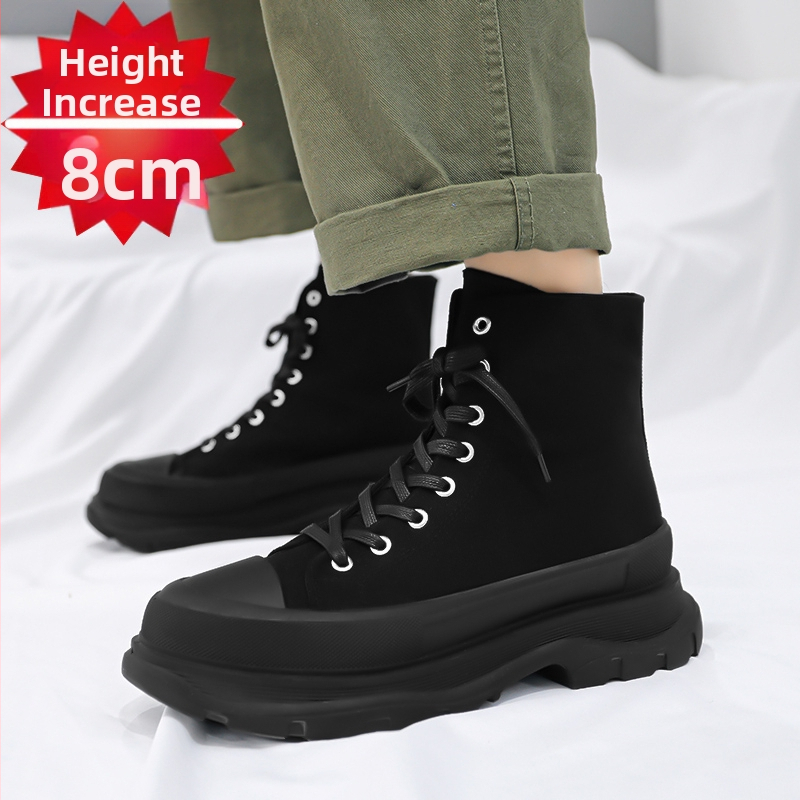 Pánske plátené topánky s vysokým pásom, nové zimné topánky z roku 2025, módne ležérne tenisky, pánske pracovné topánky, univerzálne topánky na zvýšenie výšky.