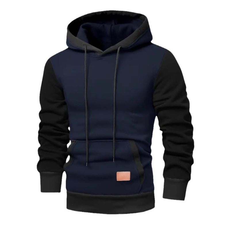 2024 Comerț exterior toamnă și iarnă noi bărbați europeni și americani cu cusături contrastante de culoare hanorac la modă cu căptușeală din fleece îmbrăcăminte sport de agrement