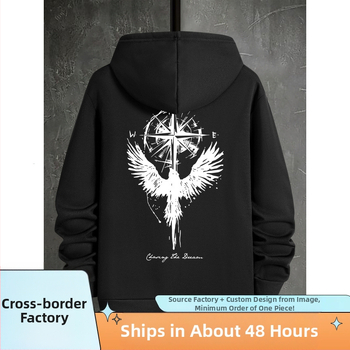 Пуловер с качулка, нов пролетен и есенен принт с качулка