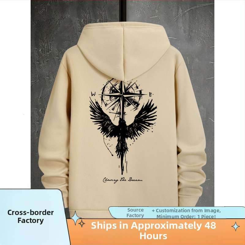 Sveter s kapucňou Nová jarná a jesenná mikina s potlačou