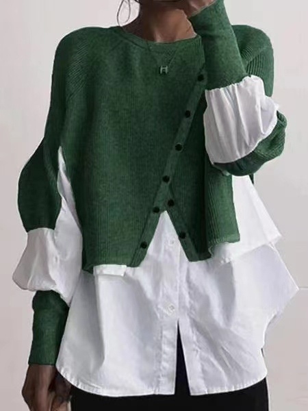 În stoc 2023 Comerț exterior Îmbrăcăminte pentru femei europene și americane din bumbac, cămașă lejeră cu mânecă lungă, top pentru femei C179