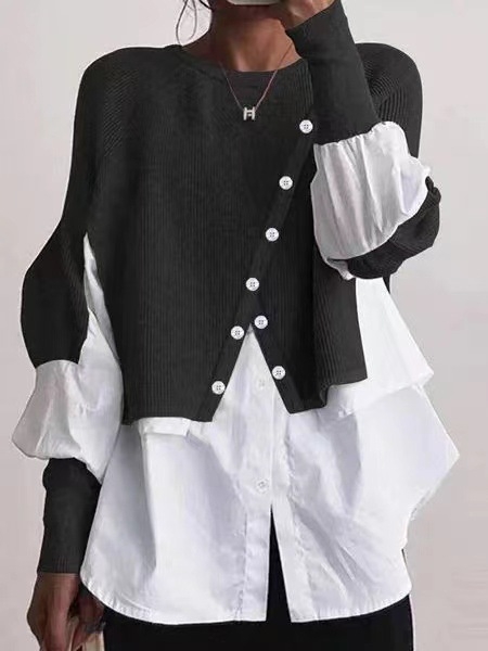 În stoc 2023 Comerț exterior Îmbrăcăminte pentru femei europene și americane din bumbac, cămașă lejeră cu mânecă lungă, top pentru femei C179