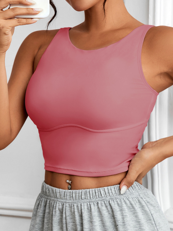 B1066 Vienspalvė, nuoga jogos liemenėlė be rankovių, moteriška graži nugaros liemenėlė jogos sportui, fitnesui, bėgimui ir laisvalaikiui