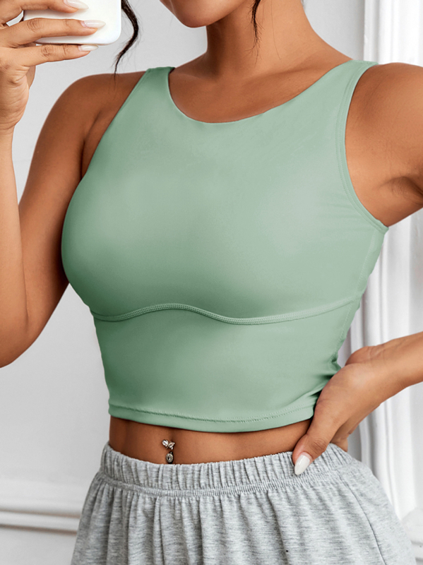 B1066 Vienspalvė, nuoga jogos liemenėlė be rankovių, moteriška graži nugaros liemenėlė jogos sportui, fitnesui, bėgimui ir laisvalaikiui