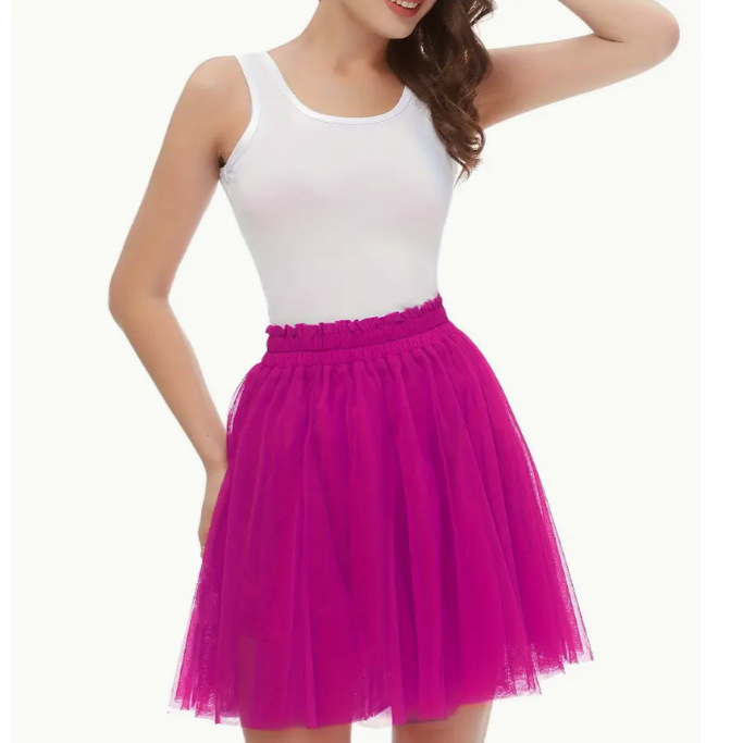 Fustă plisată cu talie, cu plasă de criptare, cusut, tutu pentru adulți, performanță, fustă de alergare, Halloween, cadou de Crăciun, fustă