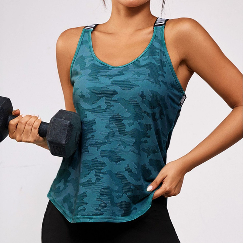 D1062# Euroopa ja Ameerika õõnestrükiga vest T-särk pluus õmblusteta õues kasutatav mugav hingav laia õlarihmaga jakk