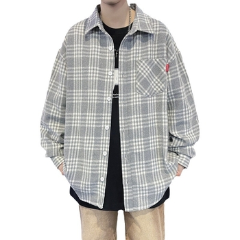 Jarná a jesenná košeľa pre mládež, voľná kockovaná košeľa s dlhým rukávom, tenká pánska košeľa s klopou, nová