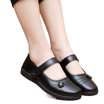 Μαλακή σόλα, άνετα παπούτσια για μητέρες, μονόστρωτα παπούτσια, αντιολισθητικά, φλατ παπούτσια μέσης, ανοιξιάτικα και φθινοπωρινά δερμάτινα παπούτσια για ηλικιωμένους, βέλκρο, μπροκάρ γάλακτος για ηλικιωμένους