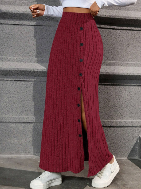 2024 m. rudens tarpvalstybinis „Amazon“ Europos ir Amerikos moterų sijonas su juostelėmis ir ventiliacijos sagomis, dekoratyvinis sijonas su klubais, ilgas sijonas