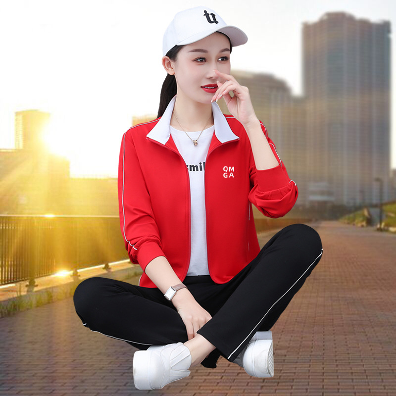 Costum de toamnă pentru mame de vârstă mijlocie, la modă, din trei piese, îmbrăcăminte sport casual nouă pentru femei, primăvară și toamnă, la modă, respirabil