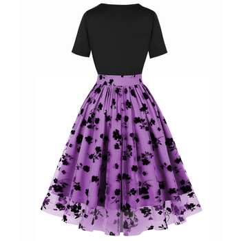 Rochie de damă cu talie înaltă, plisată, cu flori mici, în comerț exterior transfrontalier, Europa și Statele Unite, 5289