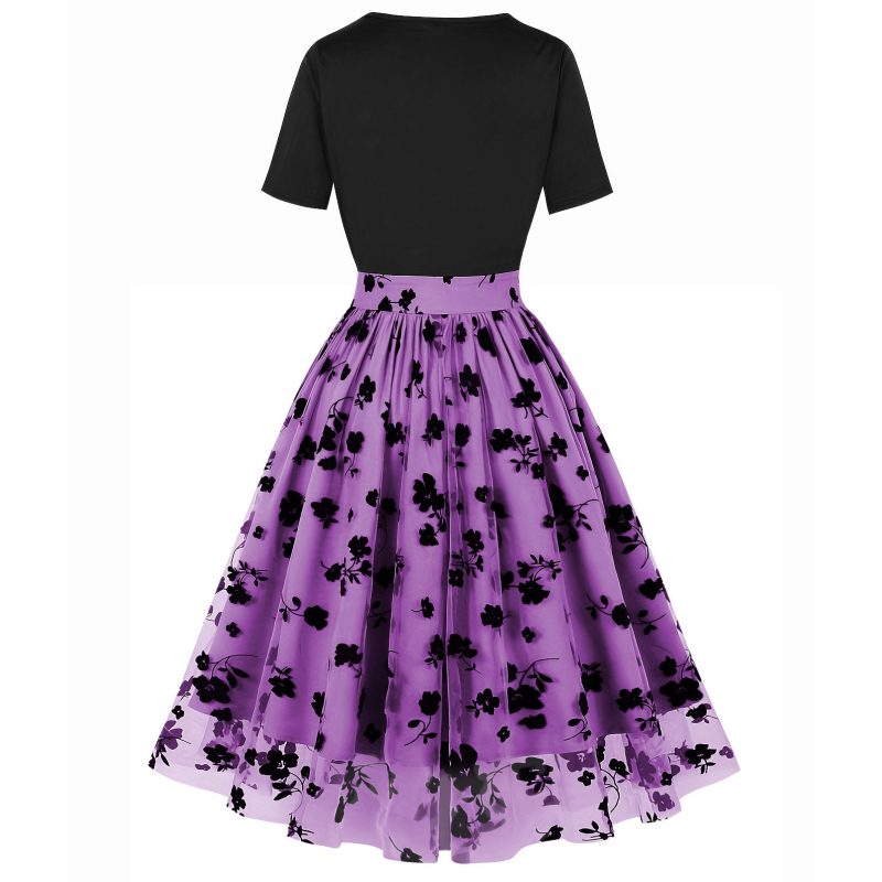 Rochie de damă cu talie înaltă, plisată, cu flori mici, în comerț exterior transfrontalier, Europa și Statele Unite, 5289