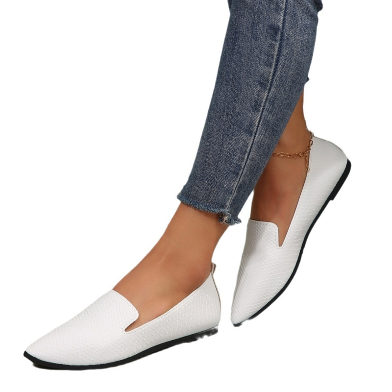 2024 Nový štýl Plytké topánky s hadím vzorom Ploché topánky s cezhraničným exportom Veľké špicaté nazúvacie čiapky pre ženy Ľahké dámske topánky s dlhým rukávom