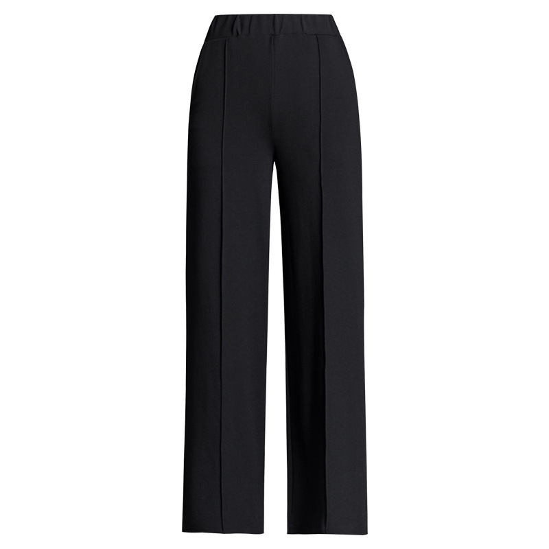 Piiriüleselt hangitud mustad pluss-suuruses laiad püksid naistele sügis-talvel kõrge vöökohaga drapeeringuga lahtised keskealiste emade vabaaja sirged püksid kevadeks