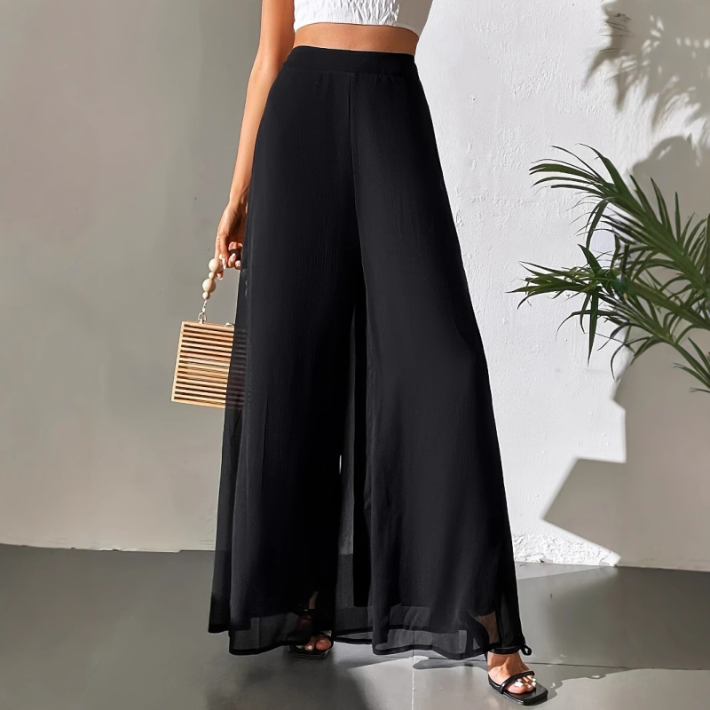 2025 Határokon átnyúló Független Állomás Temu Európai és Amerikai AliExpress Amazon Szabadidős Sifon Széles Lábú Nadrág Laza Nadrág