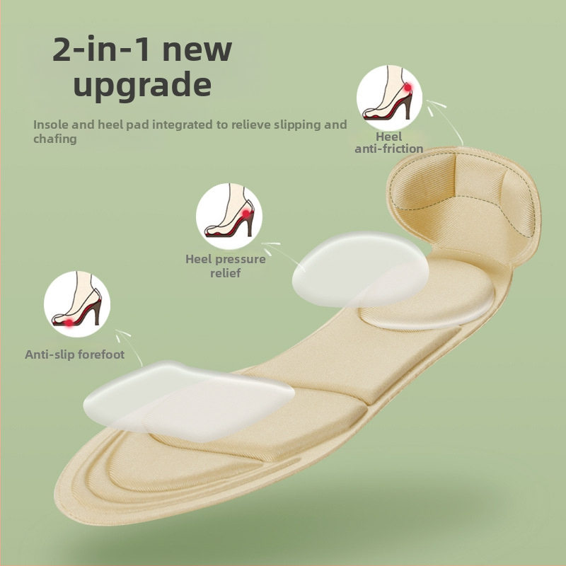 4D стелки за жени, които не се уморяват след дълго стоене, абсорбиращи потта, дишащи, удебелени, абсорбиращи ударите, супер меки обувки на висок ток, подплънки половин размер, стикери за пети