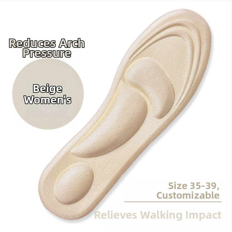 4D sisetallad naistele, kes ei väsi pärast pikka seismist, higi imavad, hingavad, paksendatud, lööke neelavad, ülipehmed kõrge kontsaga kingad, poole suurusega padjad, kontsakleebised