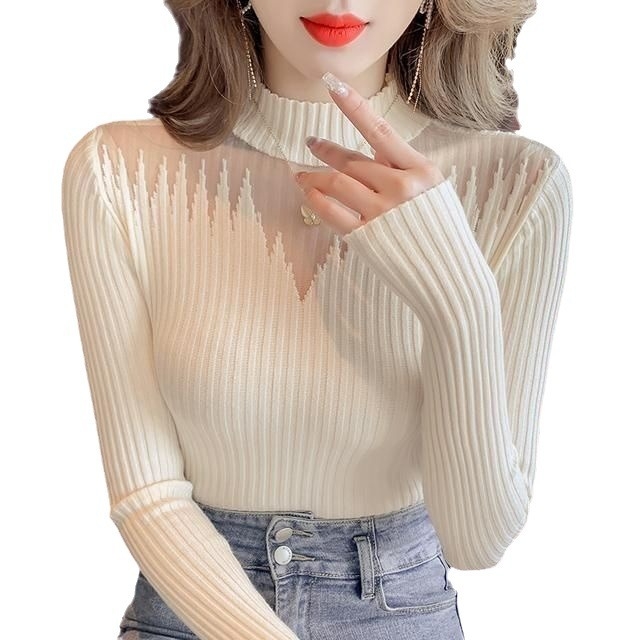 2024 őszi és téli új, kívül üreges fazonú, vékony kötött pulóver, belül hosszú ujjú, divatos alsórésszel