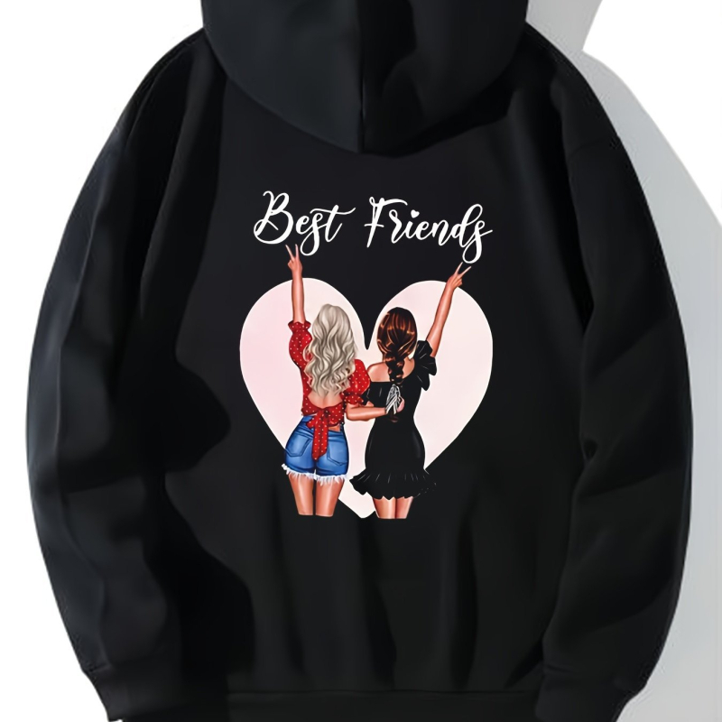 1 db női lezser kapucnis pulóver geometrikus macimintával, hosszú ujjú, zsebes pulóver, alkalmi