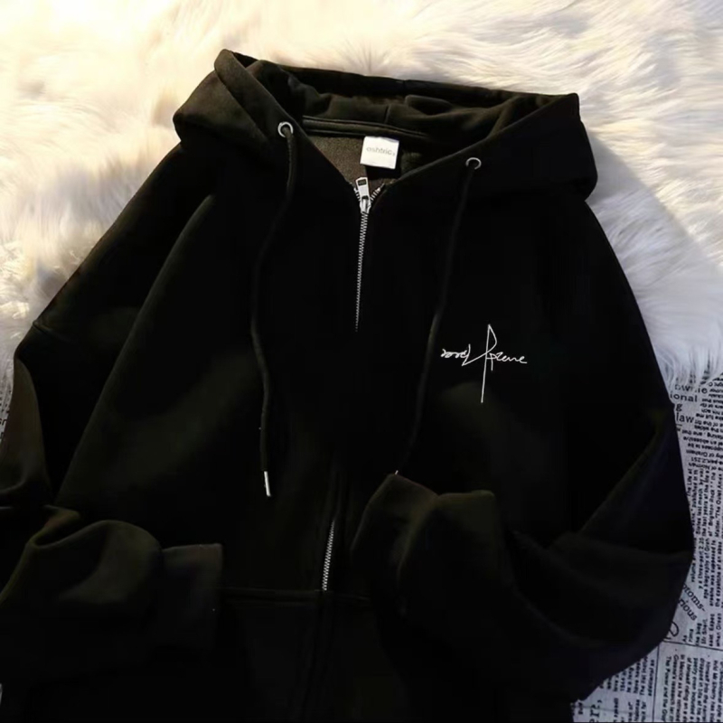 Férfi pulóverdzseki, új, lusta stílus, 2024-es új, kapucnis, téli, laza, mindenhez illő dizájnú, Sense kardigán, divatos márka